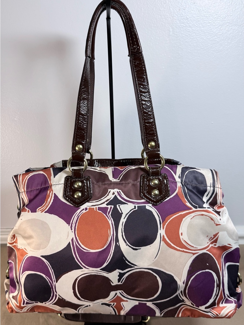 Authentic Coach Vintage Ashley Sateen Scarf Print Convertible Satchel - Picture 2 of 10